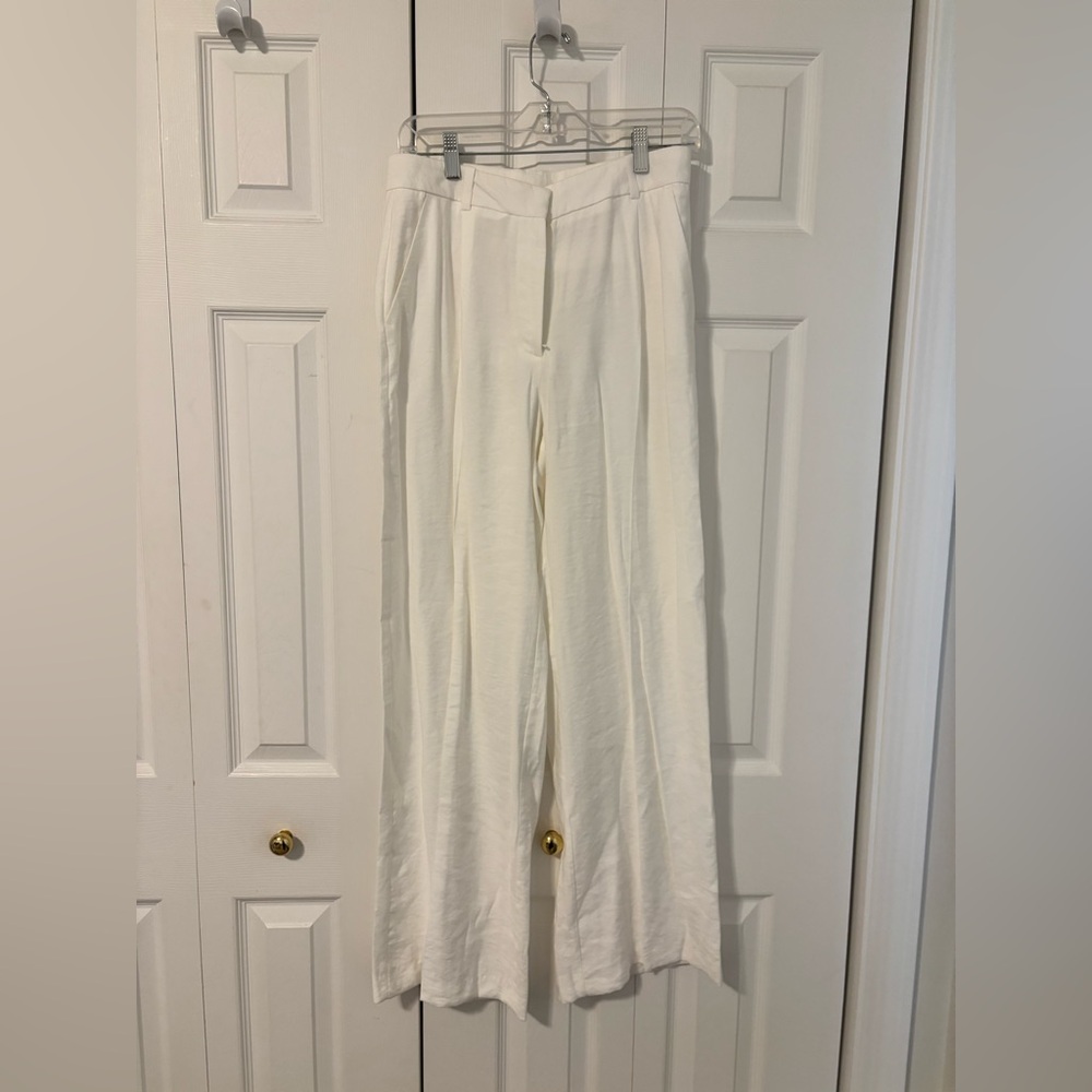 NWT ZARA Pleated Wide Leg Linen Pants - Picture 3 of 7